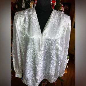 Vintage 1x white grandma core long sleeve blouse . Prairie . Cottage core